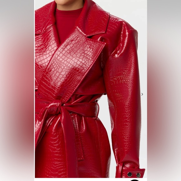 NAKED WARDROBE VEGAN CROC TRENCH COAT - Picture 3 of 11